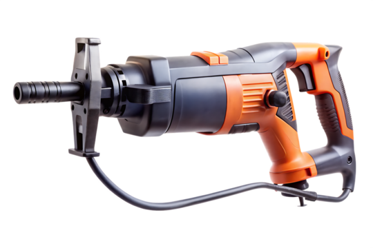 Orange and Grey Rotary Hammer Drill with Different Bit Keywords: rotary hammer, hammer drill isolated on a transparent background