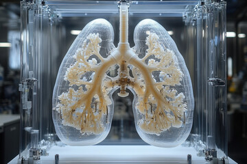 Model of lungs in a laboratory.