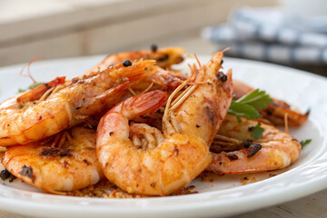 casserole with cooked shrimp