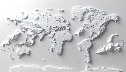 3D white world map