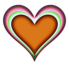Heart Illustration Pink Green Outer Rings Orange Center Love Warmth Romance