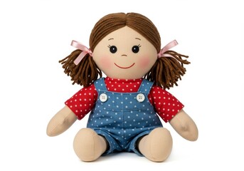 Adorable Handmade Ragdoll Wearing Polka Dots on a Pure White Background