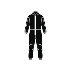 Naklejka premium Black jumpsuit design with detailed lines presented as a stark silhouette