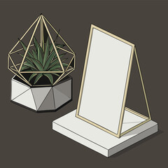 Diamond vector illustration with frame and wooden border