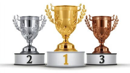 Business Achievement Award Trophies on Stage.Generative AI