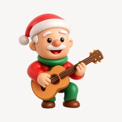 Festive Santa playing guitar