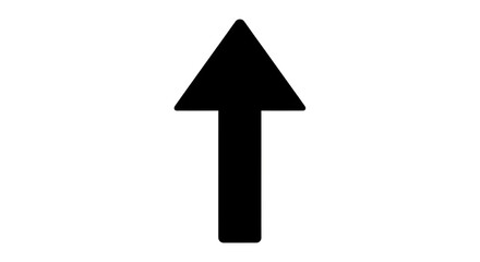 Classic Black Upward Arrow Icon on White Background, Minimalist Directional Symbol, Navigation Pointer, Simple Graphic Element, Universal Sign for Upward Movement, Progress, and Interface Use

