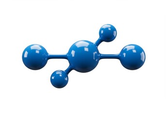 Blue Molecular Structure Illustration on White Backdrop for Scientific Applications
