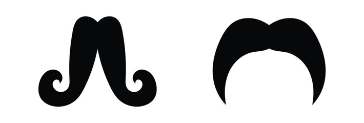  Bushy dark silhouette mustache icon.  Masculinity human body part icon sets. Modern simple shaving vector icons set.  EPS 10. 