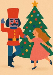 Naklejka premium Festive nutcracker holiday joy