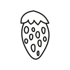 Cute hand drawn outline strawberry isolated on white background. Cute garden or forest strawberry.