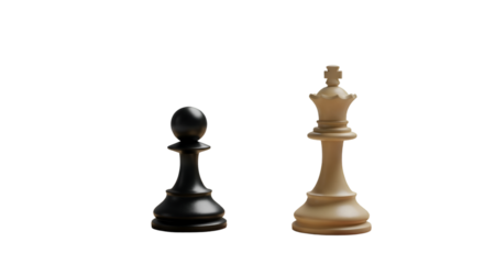 Chess Pieces: Black Pawn and White King on Black Background