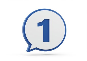 Number one in a blue and white speech bubble, illustration for first place