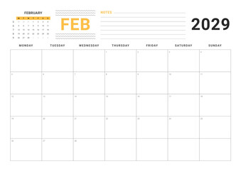 Monthly Planner February 2029