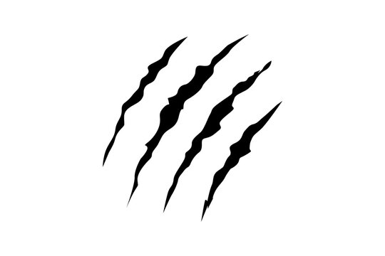Claw mark vector silhouette set. Claws beast ripped marks.