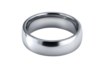 Elegant silver metal band ring with smooth finish, cut out