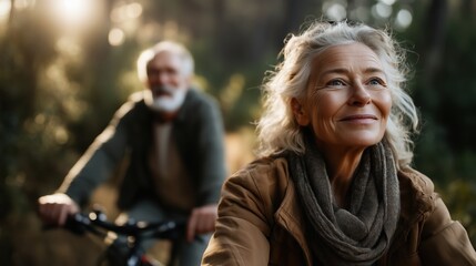 Joyful cycling adventure in nature with friends in slow motion, capturing the essence of friendship and freedom
