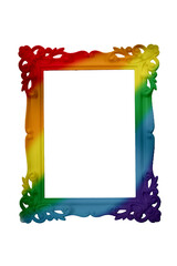 Elegant Ornate Rainbow  Picture Frame with Vintage Design on White Background
