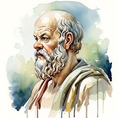 Obraz premium Detailed portrait of a historical figure, showcasing meticulous watercolor-style rendering and a contemplative expression.