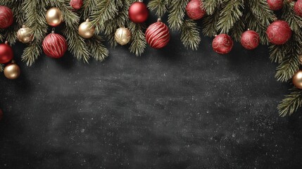 christmas ornaments blank chalkboard frame festive decor