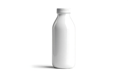 "Plain white cylindrical bottle with rounded shoulder and cap, standing upright on a white background&mdash;emphasizing minimalism, purity, and versatile packaging design."
