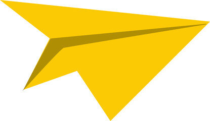 Bright Yellow Paper Airplane with Black Accent Line Illustration.