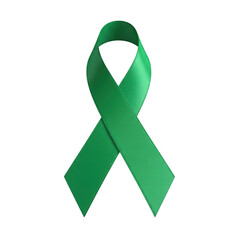 Symbol of hope and awareness green ribbon for causes and support transparent background