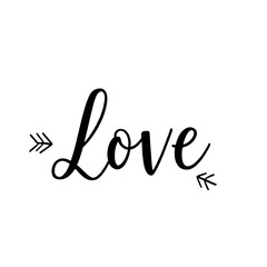 Hand-Lettered 'Love' with Arrow Icons:  Romantic, Minimalist Design