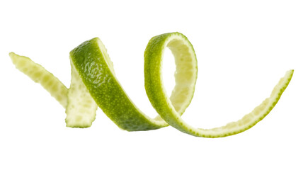 Lime peel twist garnish isolated on transparent background