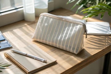 Concept of accessories for office or study, top view