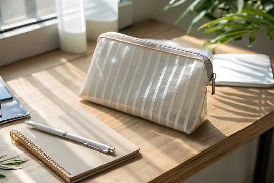 Concept of accessories for office or study, top view