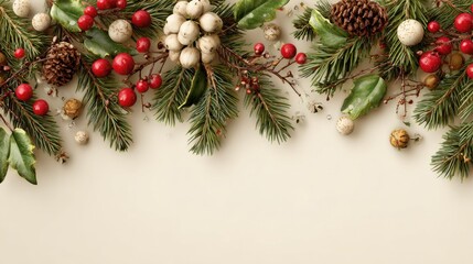 elegant christmas border with coniferous branches for festive decor