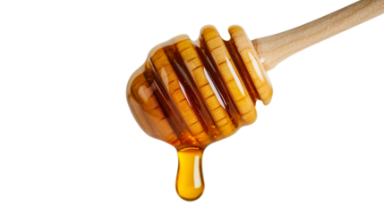 A honeycomb is shown with a honey drizzle on top