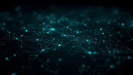 Obraz premium Abstract Network Connections Glowing Blue Dots and Lines on Dark Background technology digital
