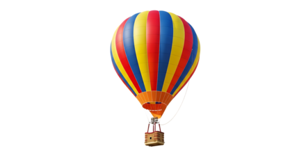 Colorful hot air balloon flying adventure travel sky high journey vacation flight aerial view fun freedom ride transparent background