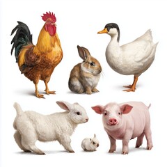 Farm Animals Illustration , PNG isolated cut out image