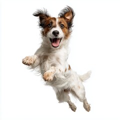Playful Dog Jumping in the Air , PNG isolated cut out image