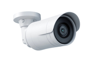 Modern white security camera with infrared technology and motion detection, cut out
