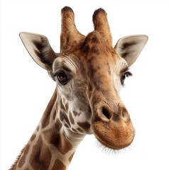 Close-up Portrait of a Majestic Giraffe , PNG isolated cut out image