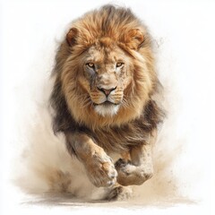 Obraz premium Majestic Lion in Action: A Powerful King of the Wild , PNG isolated cut out image