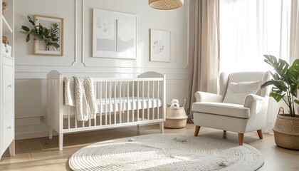 A bright, modern nursery with white accents