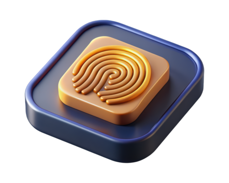 Biometric security icon 3d render authentication fingerprint recognition digital identity verification access granted secure login cyber security technology 3d illustration 