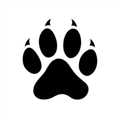 Simple Black Paw Print Icon , PNG isolated cut out image