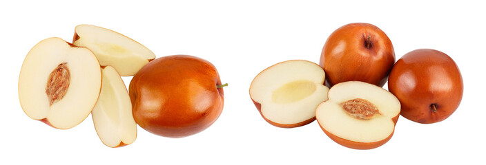 jujube or chinese date isolated on white background. Top view. Flat lay