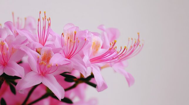 Close-up view of soft pink rhodora flowers with delicate petals and fine details, capturing the beauty of nature in minimalist style