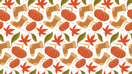 Autumn Harvest Seamless Pattern – Cozy Fall Leaves  Vector Background