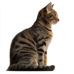 Fototapeta premium Side View of a Tabby Cat , PNG isolated cut out image