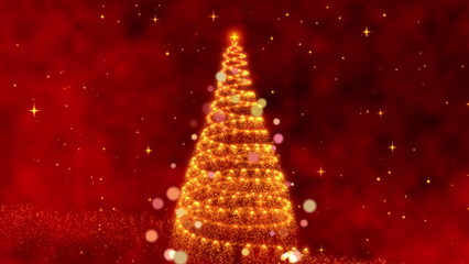 Glowing Holiday Animation Featuring a Spiraling Light Effect Leading to a Sparkling Christmas Tree Surrounded by Starry Background