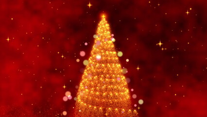 Glowing Holiday Animation Featuring a Spiraling Light Effect Leading to a Sparkling Christmas Tree Surrounded by Starry Background