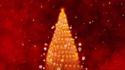 Glowing Holiday Animation Featuring a Spiraling Light Effect Leading to a Sparkling Christmas Tree Surrounded by Starry Background